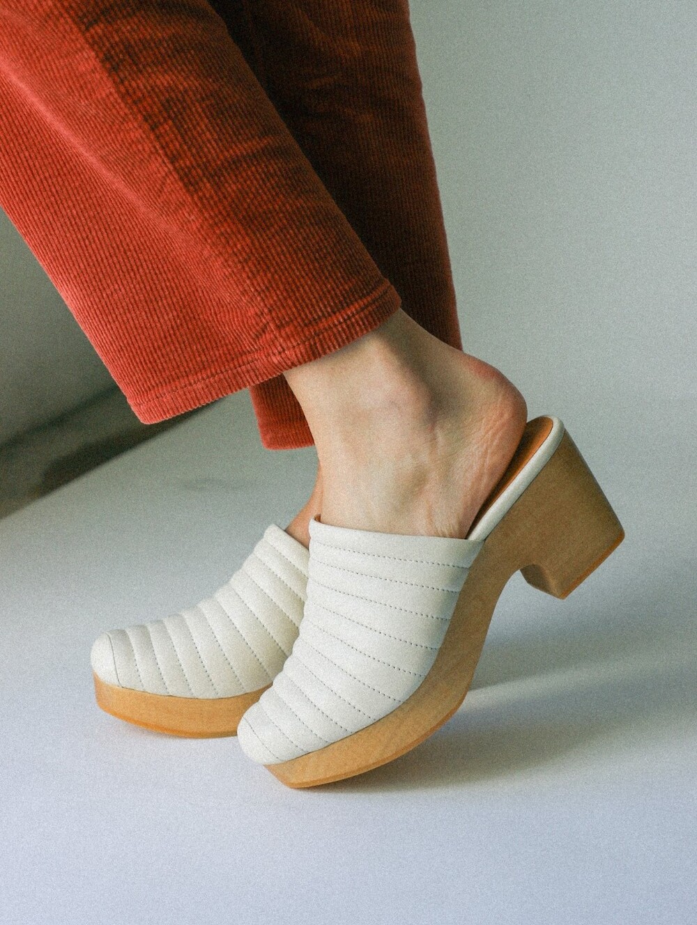 Beklina Ribbed Clog in Off White